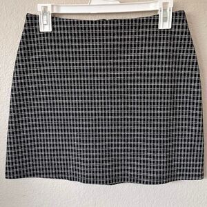 Reformation Plaid Knit Mini Skirt Black White Size 6 Dark Academia Preppy